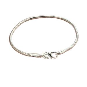 Elegant Silver Bracelet 3 MM Snake Bone Bracelet